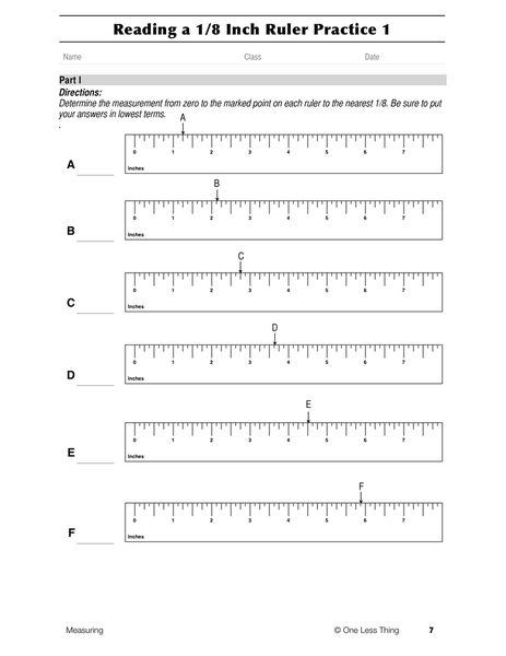 Measuring, One Step Worksheet Downloads - One Less Thing