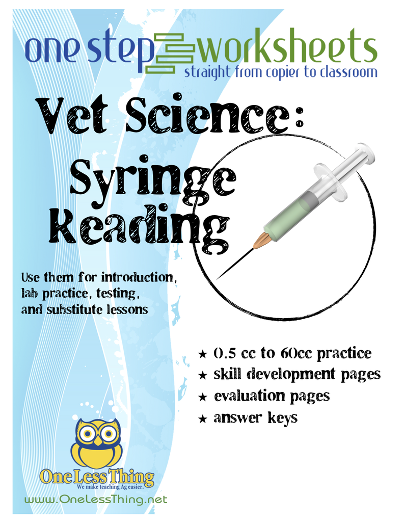 Syringe Reading, One Step Worksheet Downloads