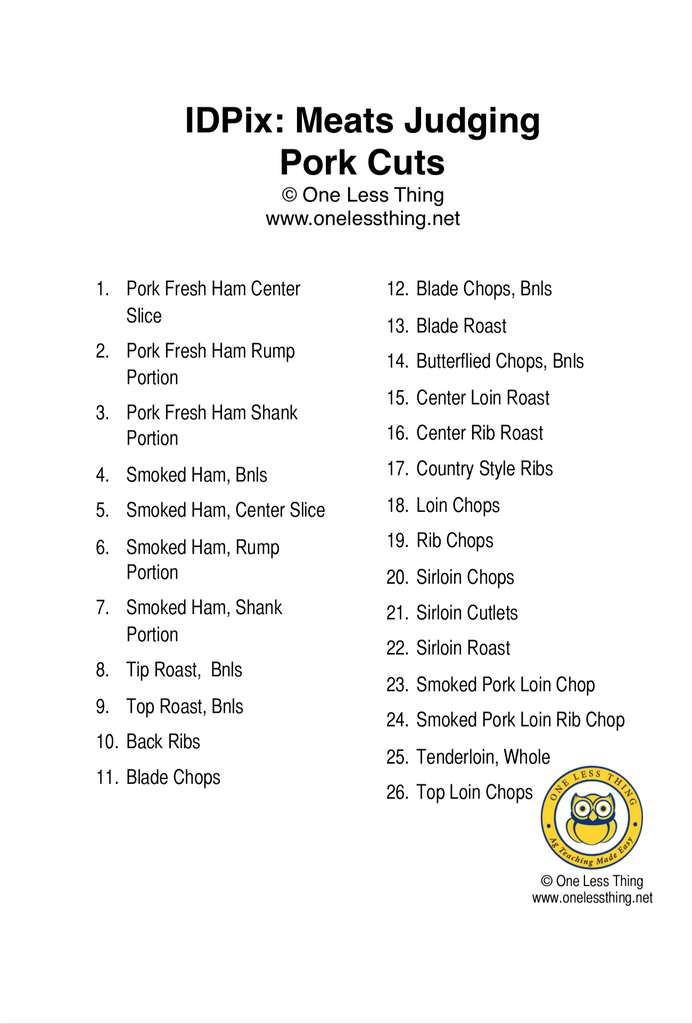 Meats Judging Cuts ID Senior, IDPix Cards