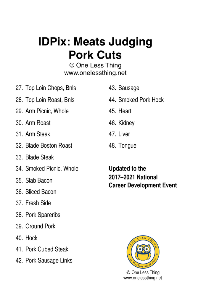 Meats Judging Cuts ID Senior, IDPix Cards