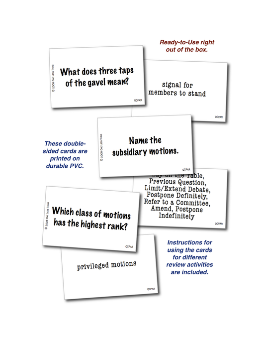 Parliamentary Procedure Quick Cards, Digital download – One Less Thing