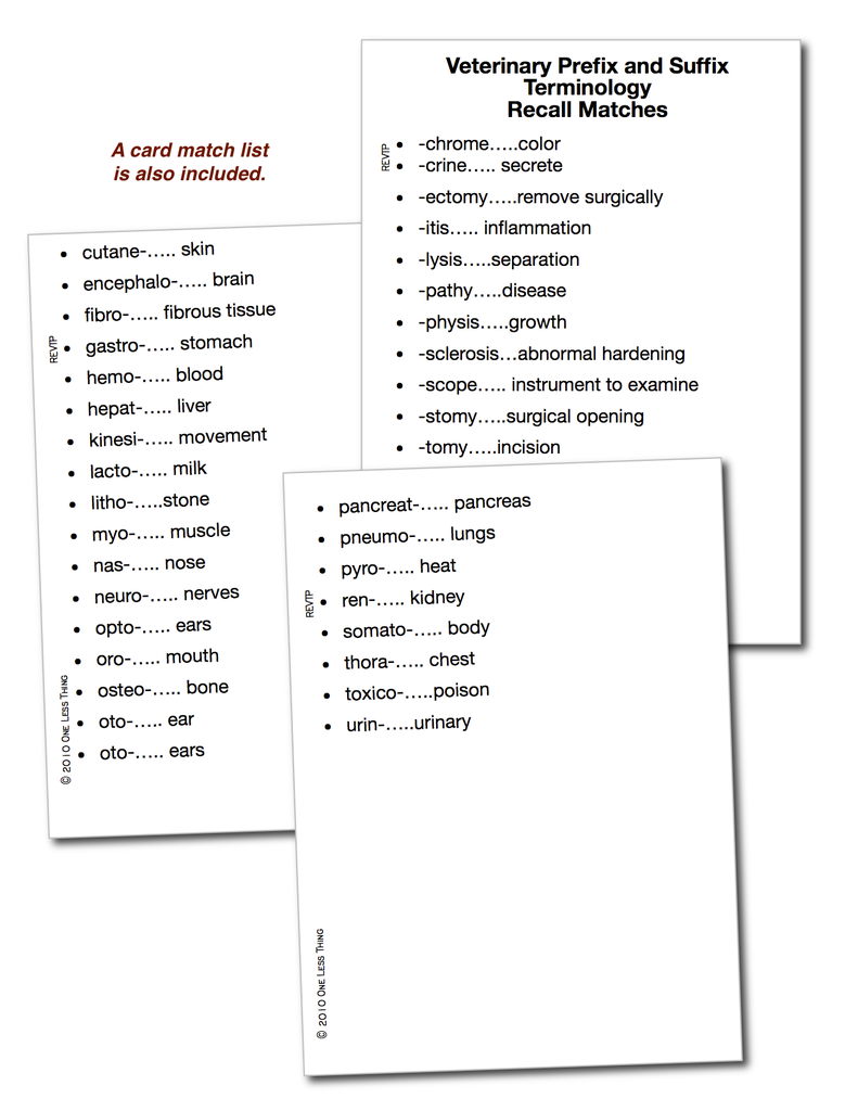 Vet Prefix and Suffix Terminology, Unit Set Download Only