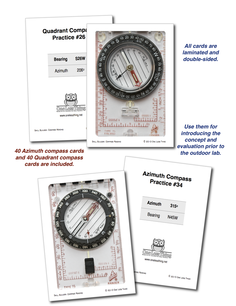 Compass Course Cards Compass Reading, Skill Builder Cards – One Less Thing