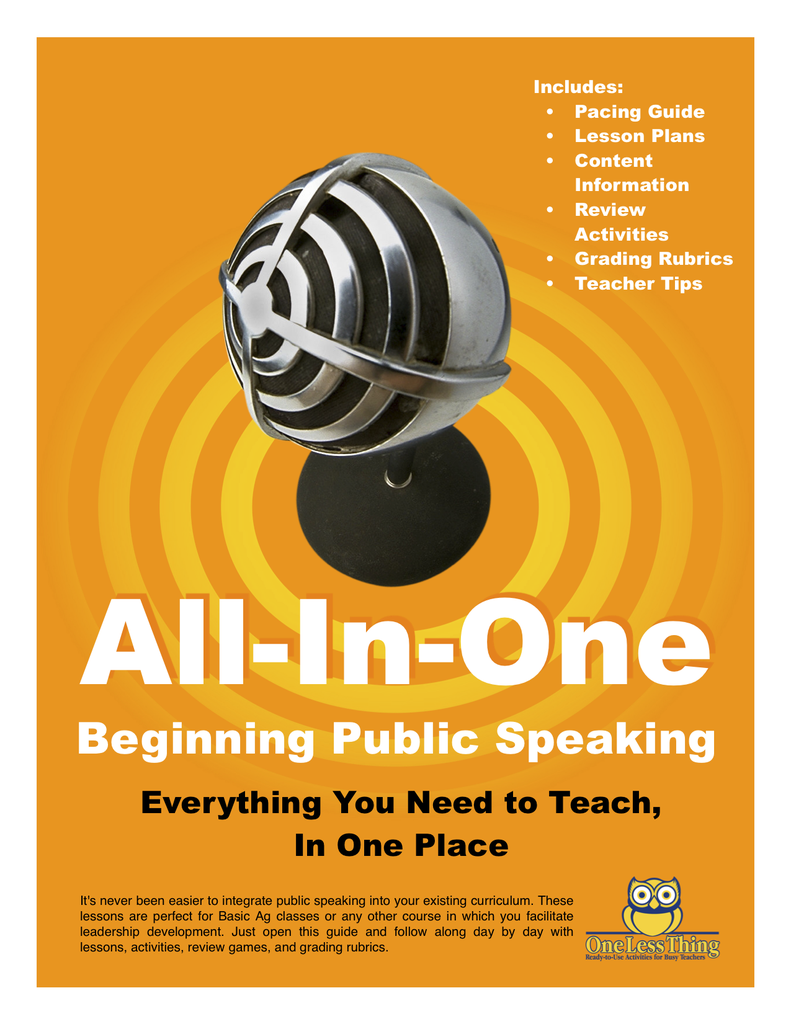 *Public Speaking in the Classroom, All-In-One Lesson Plans Download