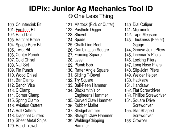 Junior Ag Mechanics Tool ID IDPix Downloads