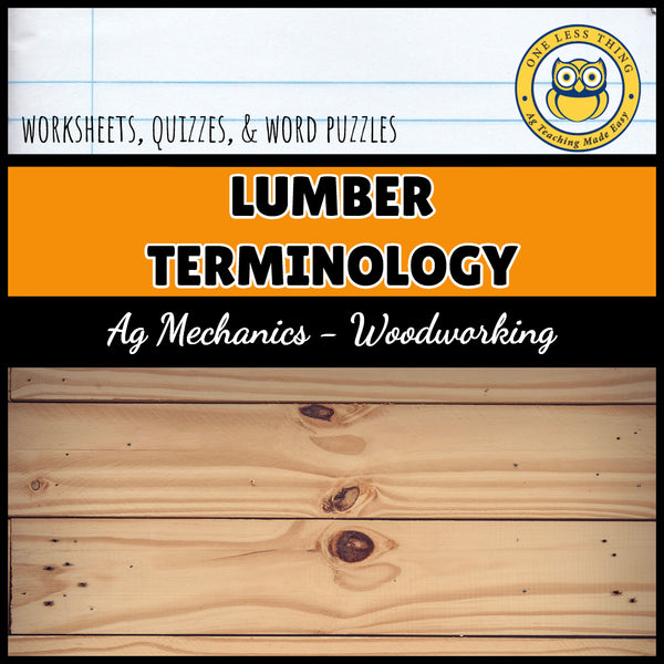 Lumber Terminology Worksheets, AgTivities